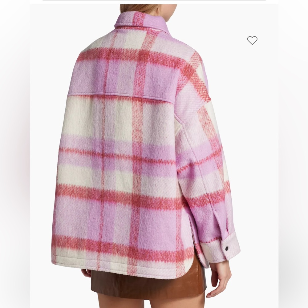 NWT Ena Pelly Lined Ophelia Wool Shacket in Spiced Coral Check, oversized size 8 - Picture 6 of 15